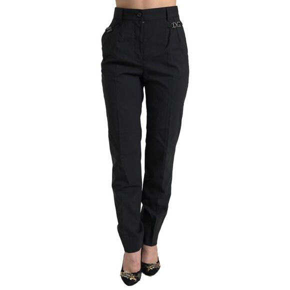 Dolce Gabbana Elegant High-Waist Tapered Wool Women's Pants